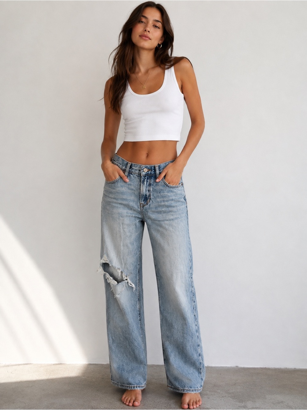 American Eagle Outfitters Light Blue Wide Leg Flare Jeans